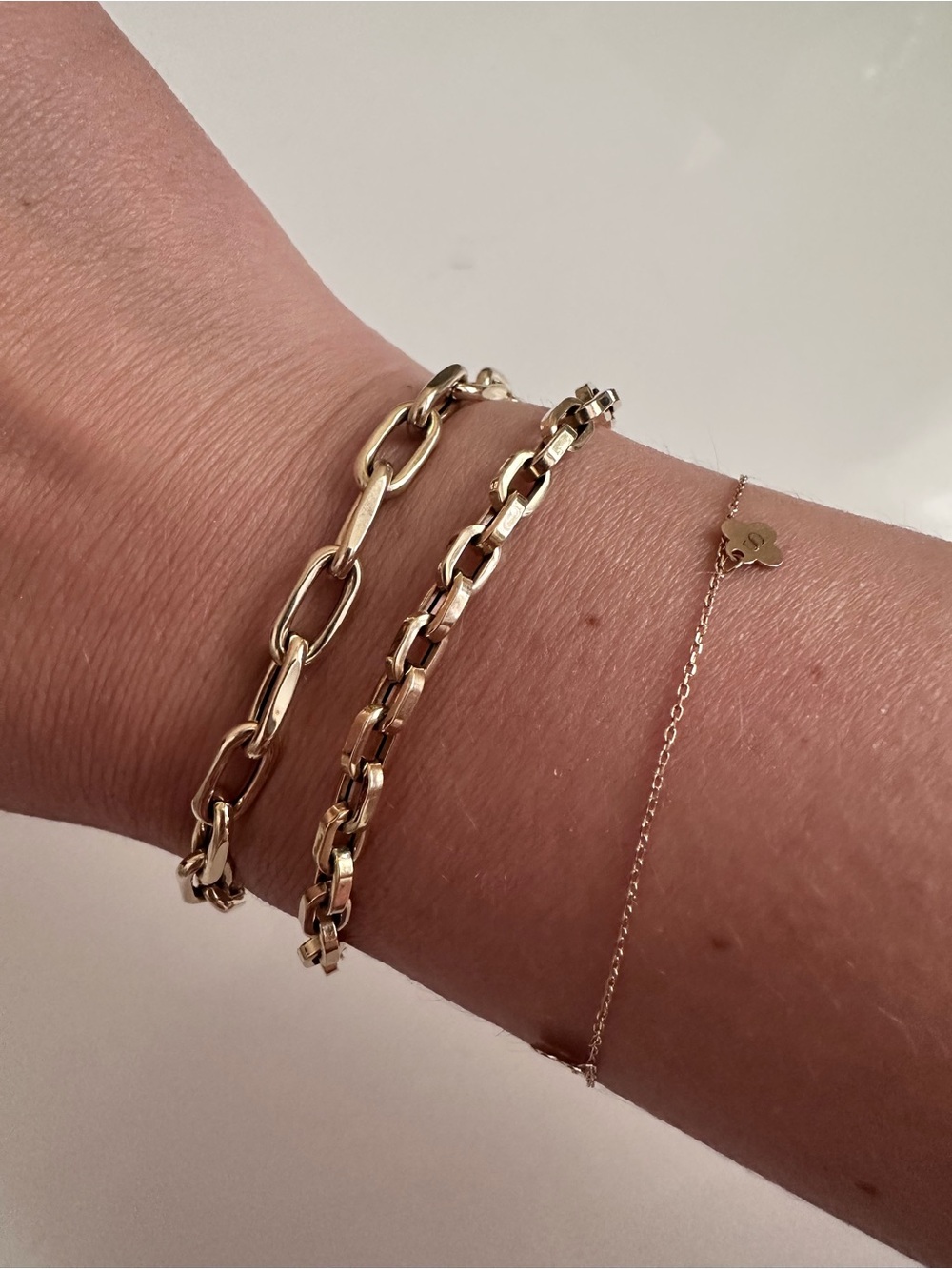 Genuine 14k yellow gold paper clip link bracelet